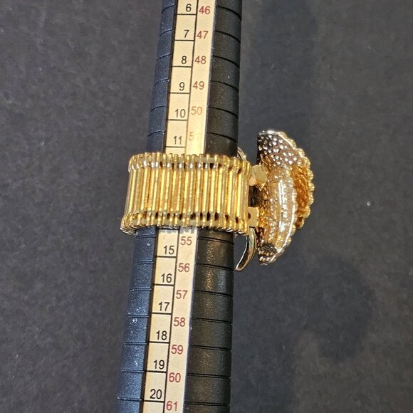 Lilly Pulitzer Gold Bow Cocktail Statement Ring Stretch Band One Size Rhinestone - Picture 5 of 11